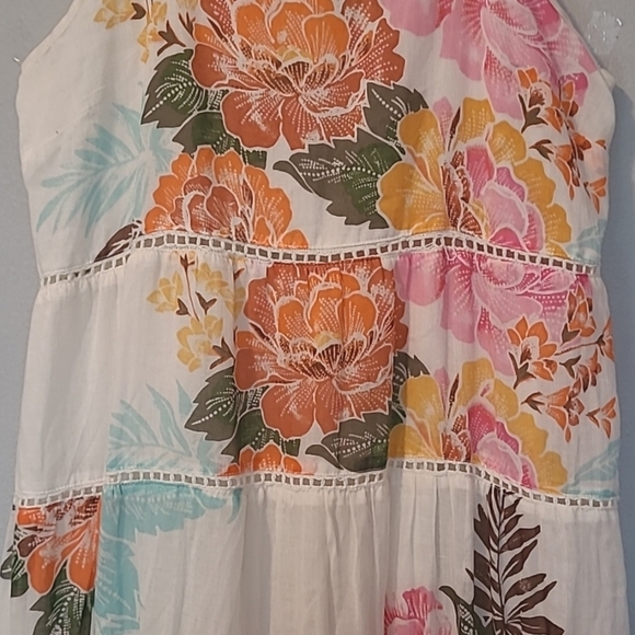 Farm Rio Anthropologie Havanna Cotton Floral Bobbles Midi Maxi Dress XS Petite - Picture 4 of 16